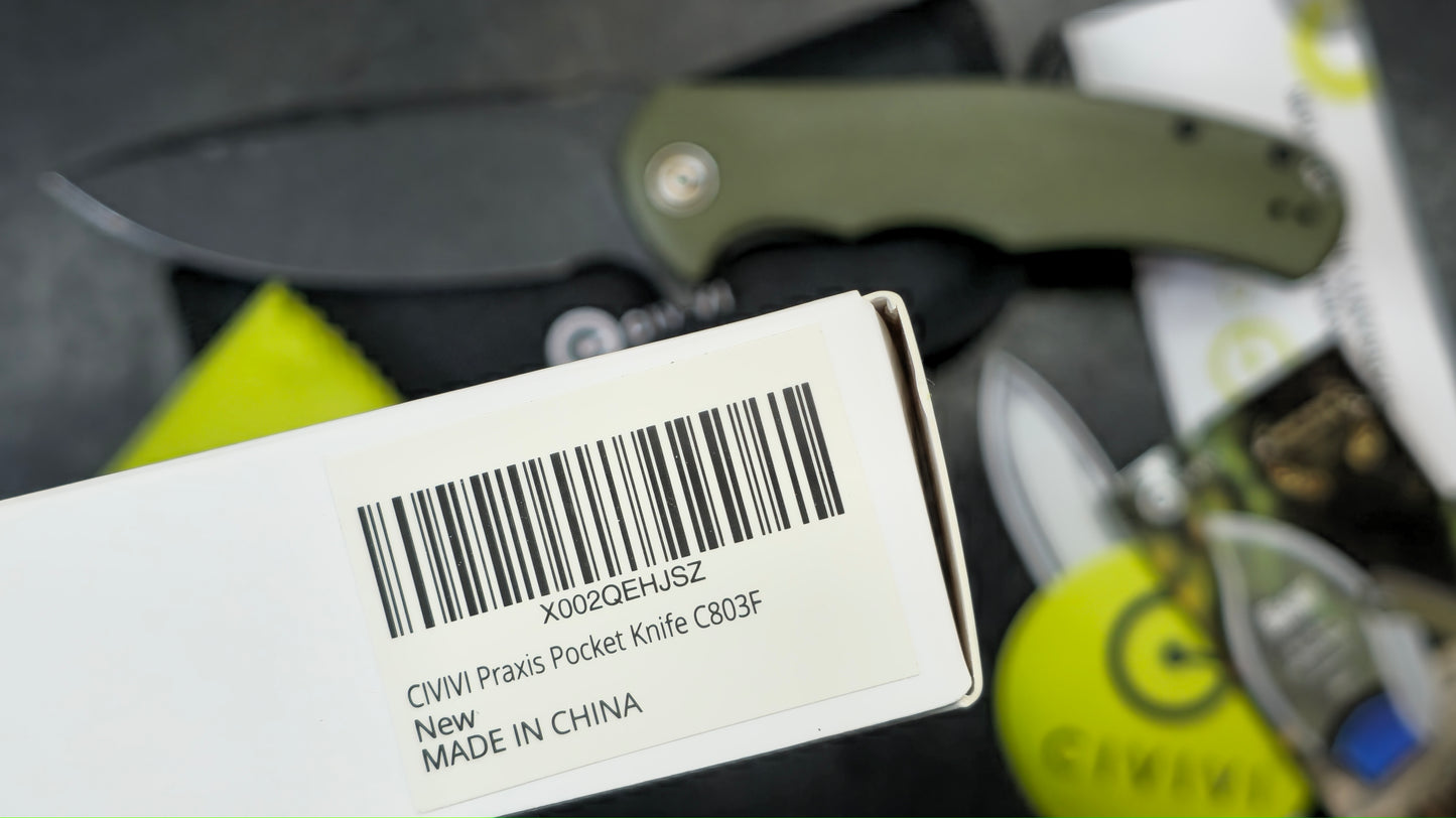 CIVIVI Praxis Green G10 Handle Plain Edge BLK Stonewash