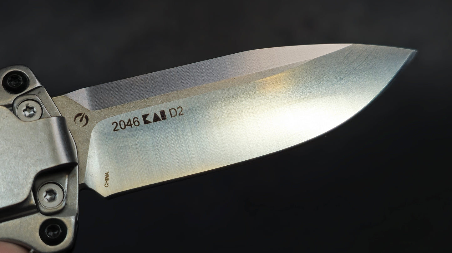 KERSHAW Cybernet Manual Sliding Button Gray Stainless Steel Handle D2 Spear Point (NEW)