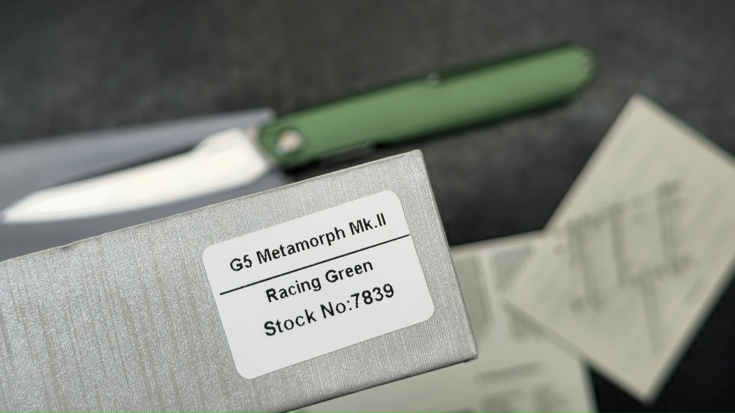 Real Steel G5 Metamorph Mk. II Folder Knife Green Textured Aluminum Handle 14C28N (NEW)