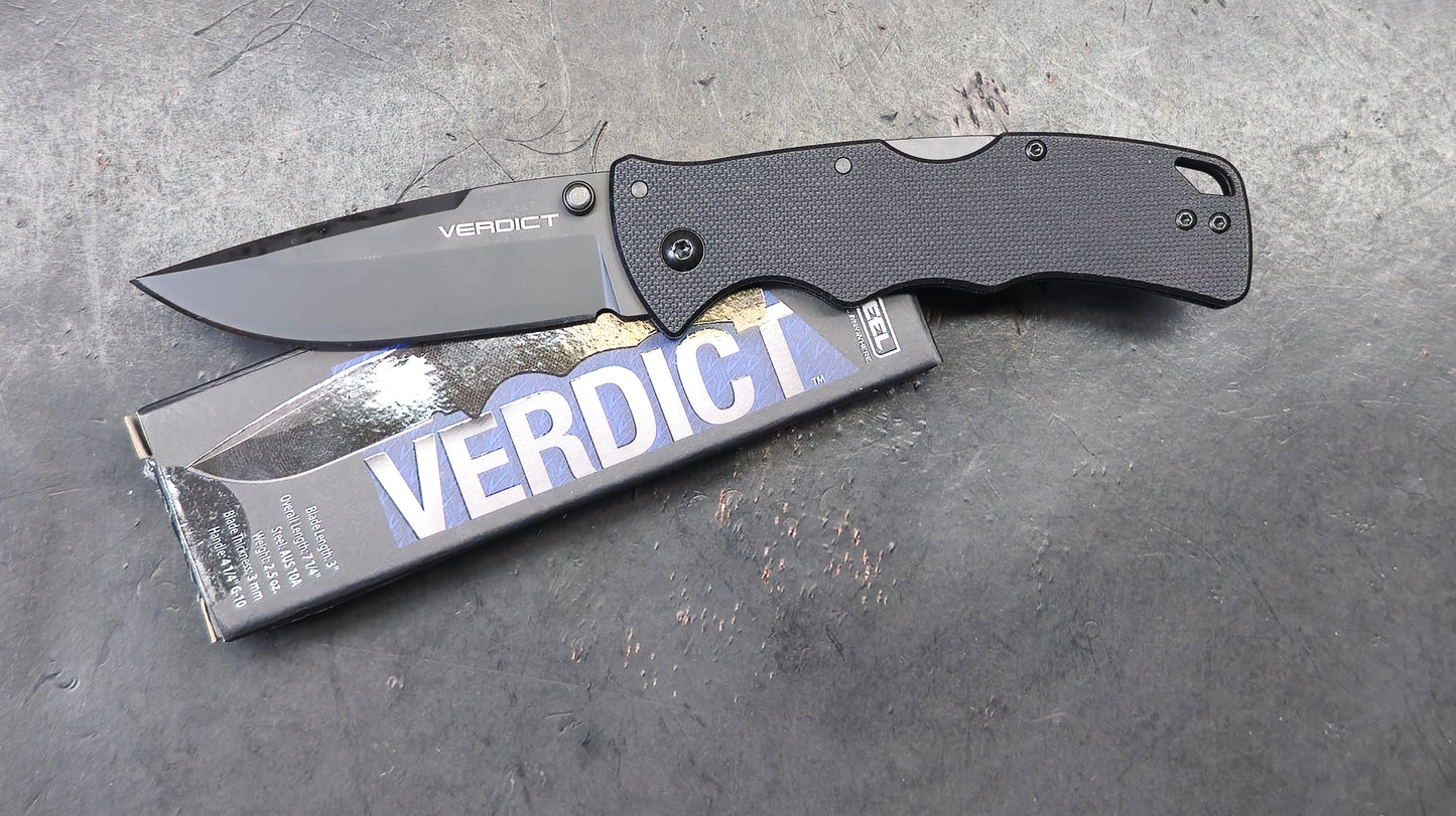 Cold Steel Verdict Folding Knife Black G10 Handle AUS-10A (NEW)
