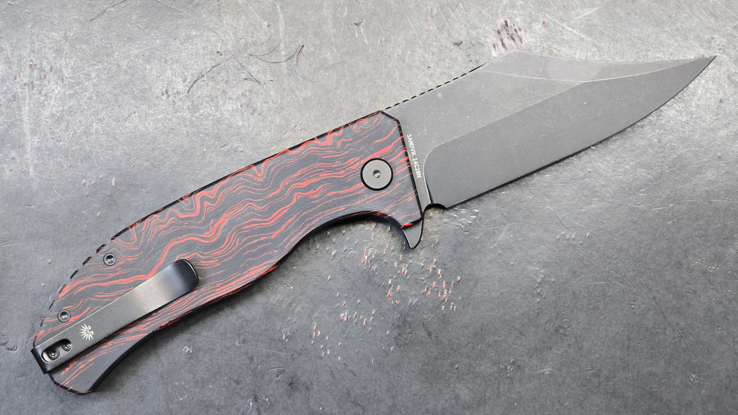 Off-Grid Knives Caiman XL Red Dawn Edition Bowie Blade Sandvik 14C28N Red & Black G10 (NEW)