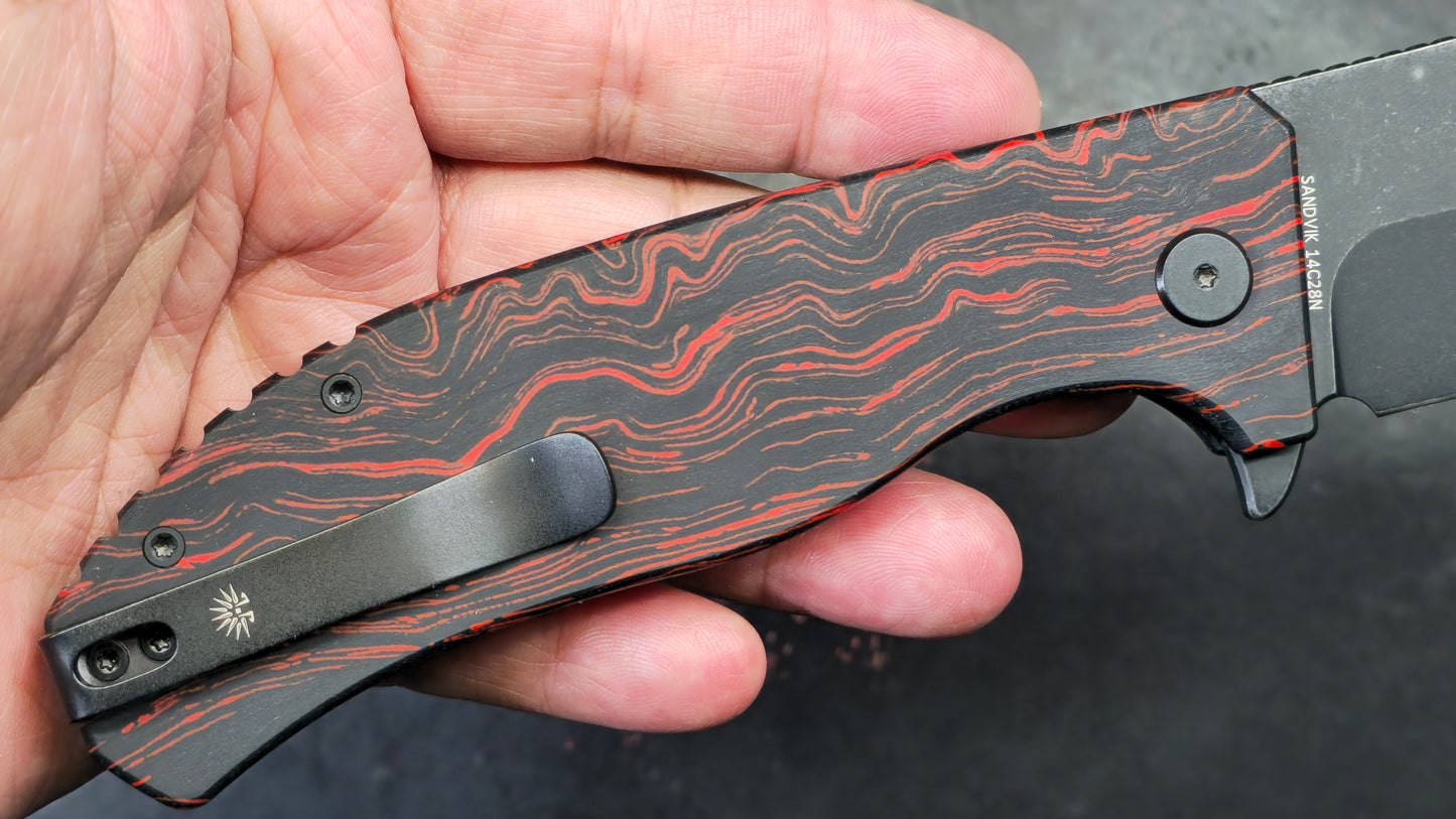 Off-Grid Knives Caiman XL Red Dawn Edition Bowie Blade Sandvik 14C28N Red & Black G10 (NEW)
