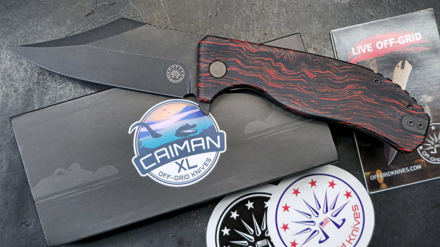 Off-Grid Knives Caiman XL Red Dawn Edition Bowie Blade Sandvik 14C28N Red & Black G10 (NEW)