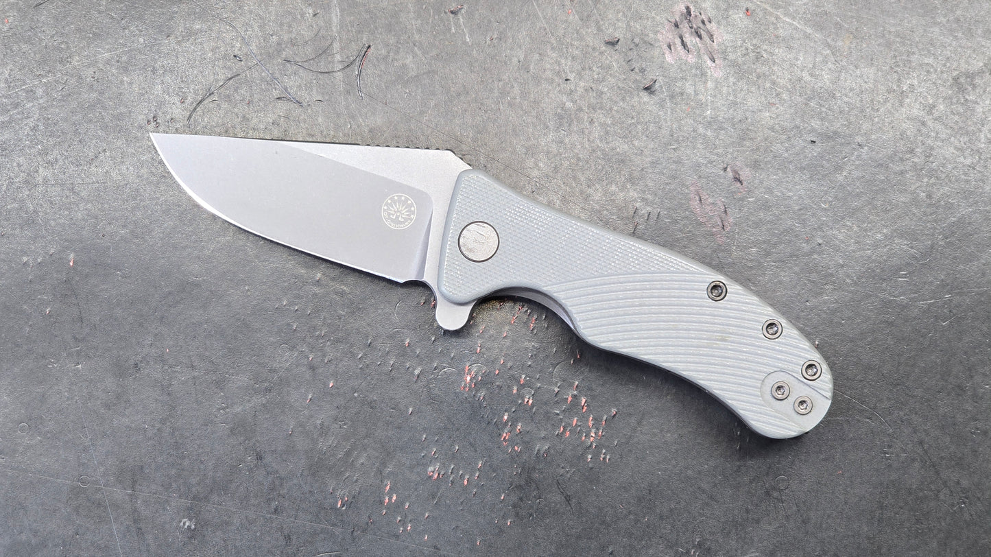 Off-Grid Knives Baby Rhino DLC COATED Sandvik 14C28N Gray G10 (NEW)
