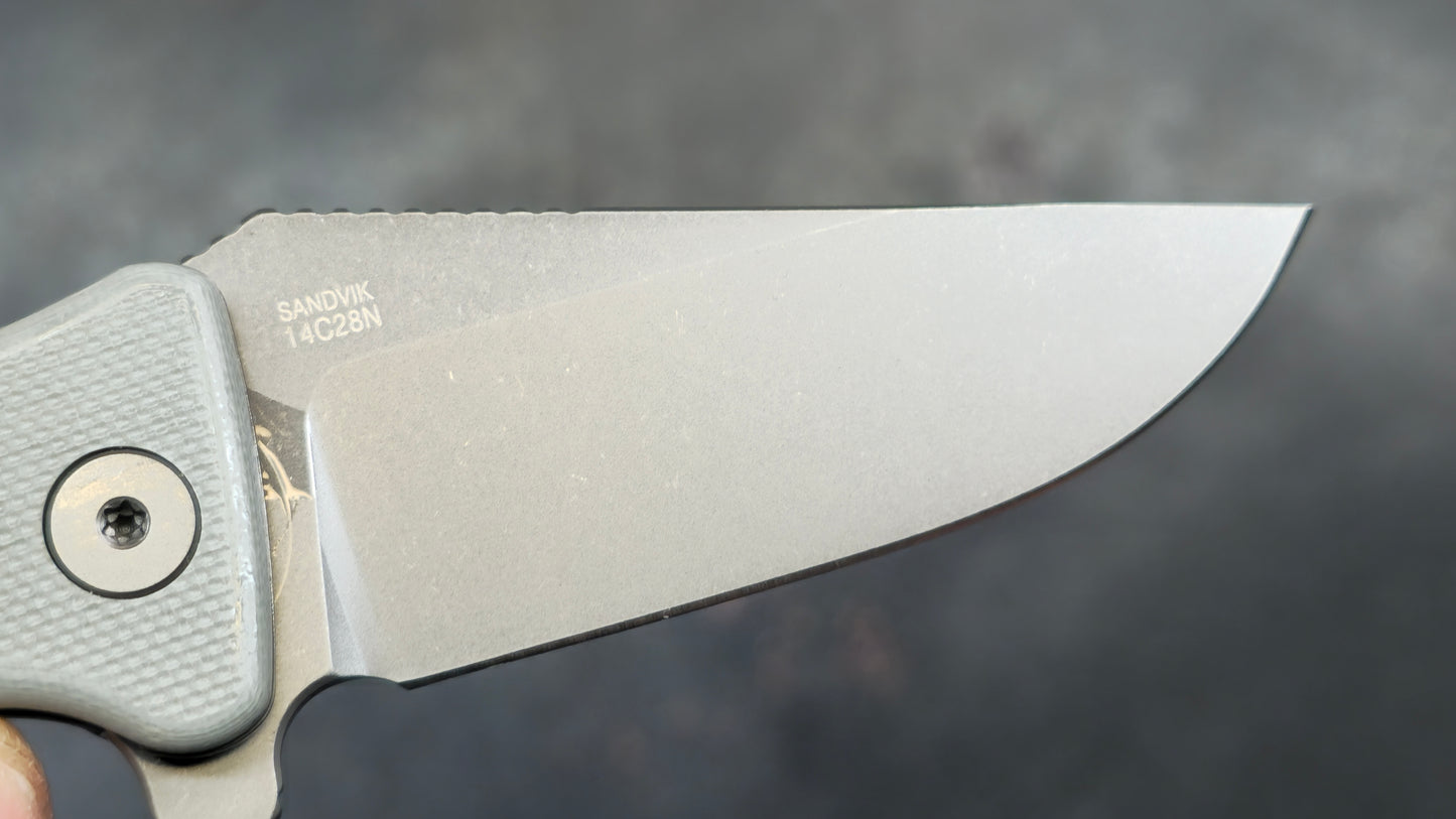 Off-Grid Knives Baby Rhino DLC COATED Sandvik 14C28N Gray G10 (NEW)