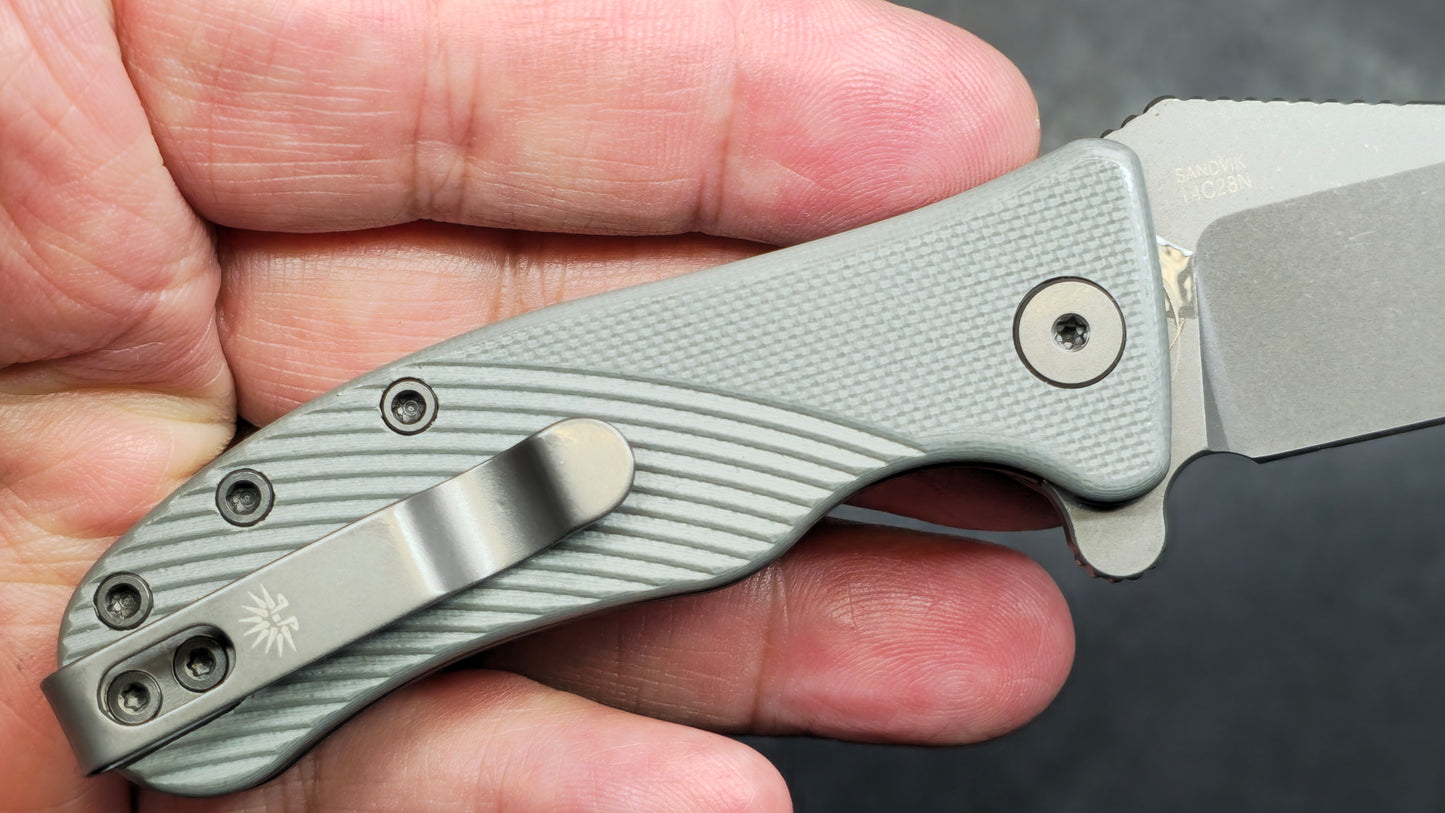 Off-Grid Knives Baby Rhino DLC COATED Sandvik 14C28N Gray G10 (NEW)