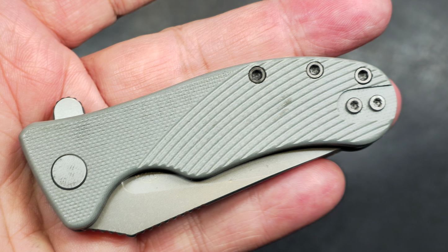 Off-Grid Knives Baby Rhino DLC COATED Sandvik 14C28N Gray G10 (NEW)