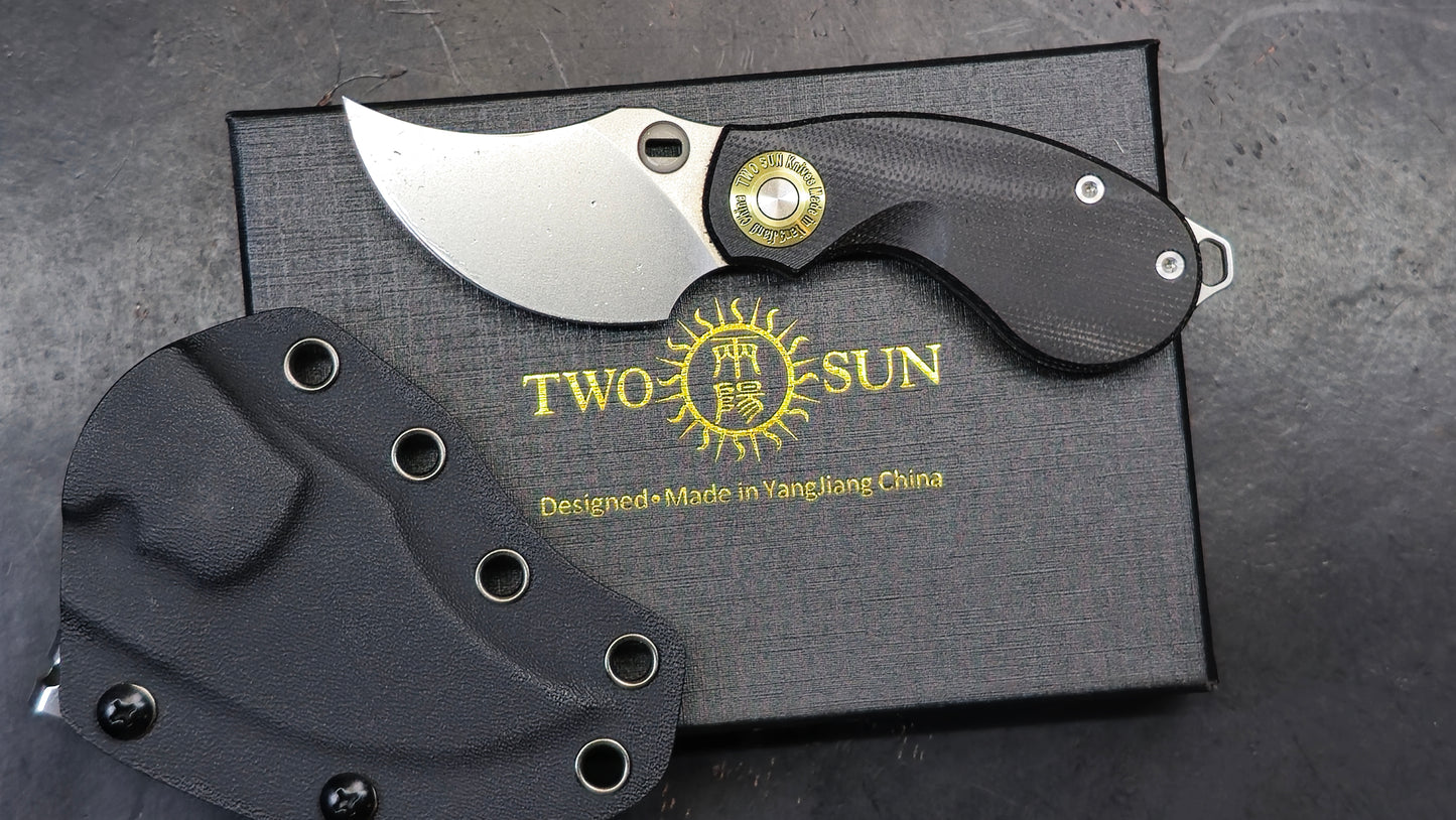 TwoSun TS520 Micro Mini Fixed Blade Black Micarta K110 (NEW)