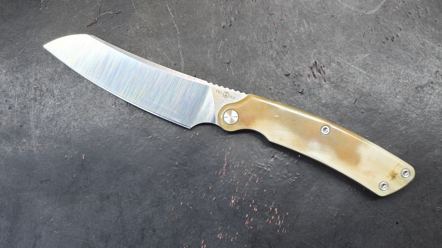 TwoSun TS278 Fixed Blade Bone/Copper Handle 14C28N Drop Point (NEW)