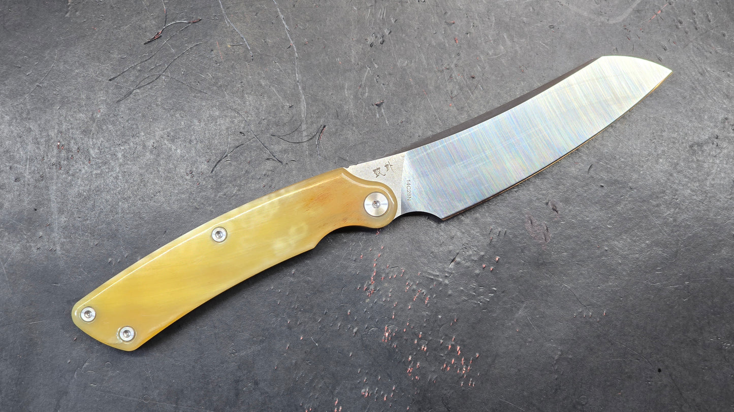 TwoSun TS278 Fixed Blade Bone/Copper Handle 14C28N Drop Point (NEW)