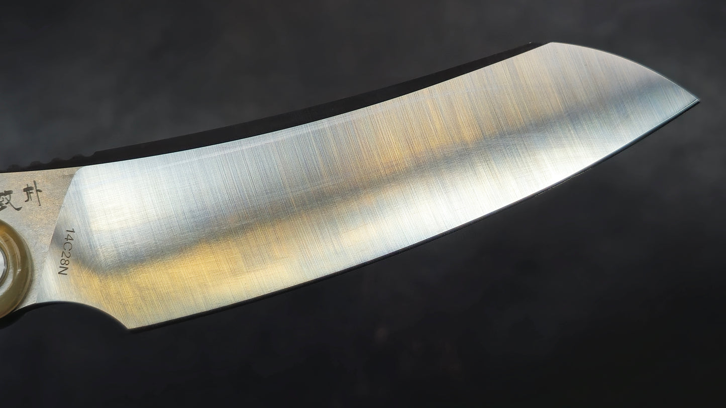 TwoSun TS278 Fixed Blade Bone/Copper Handle 14C28N Drop Point (NEW)