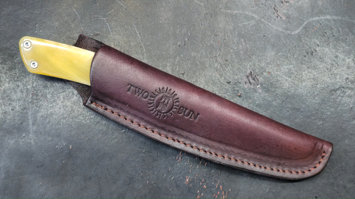 TwoSun TS278 Fixed Blade Bone/Copper Handle 14C28N Drop Point (NEW)