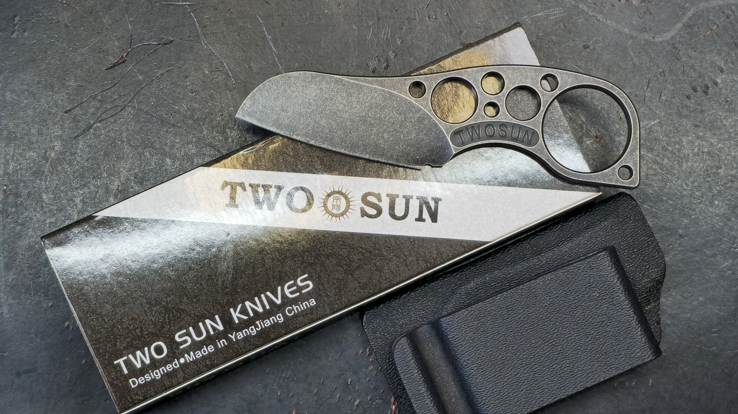 TwoSun TS148 Micro Fixed Blade D2 Drop Point Plain Edge
