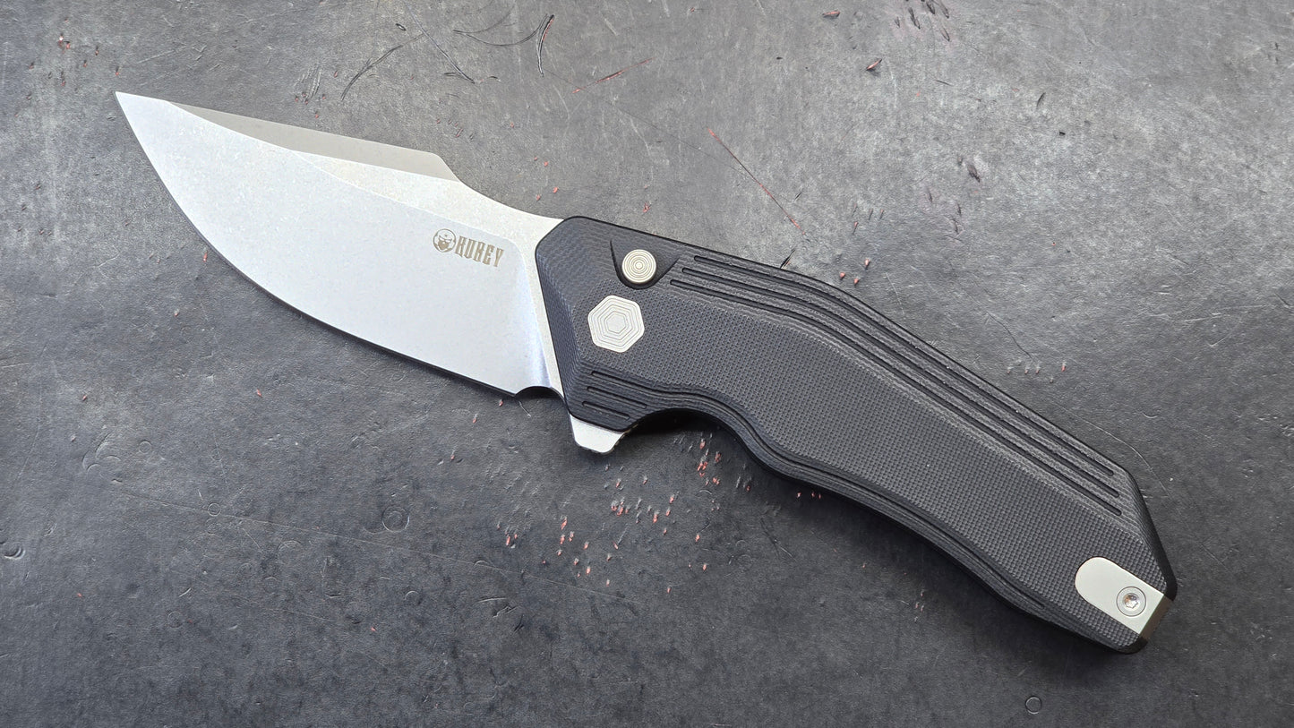 Kubey Basilisk Folding Knife Black G10 Handle 14C28N Tanto Point (NEW)