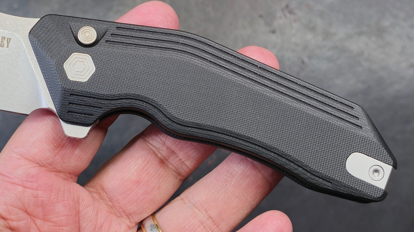 Kubey Basilisk Folding Knife Black G10 Handle 14C28N Tanto Point (NEW)