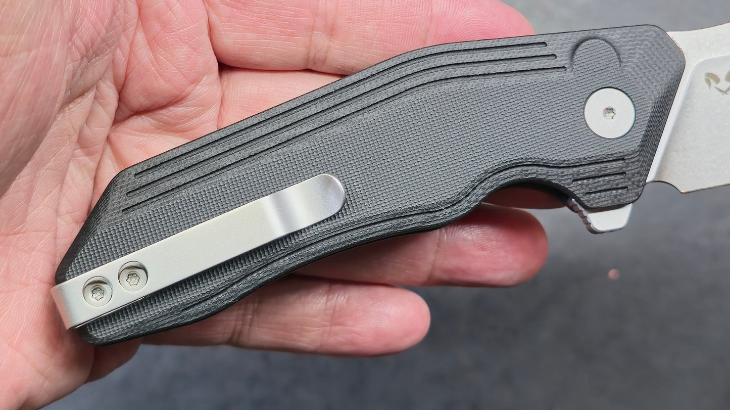 Kubey Basilisk Folding Knife Black G10 Handle 14C28N Tanto Point (NEW)