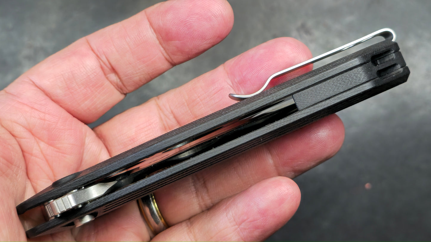 Kubey Basilisk Folding Knife Black G10 Handle 14C28N Tanto Point (NEW)
