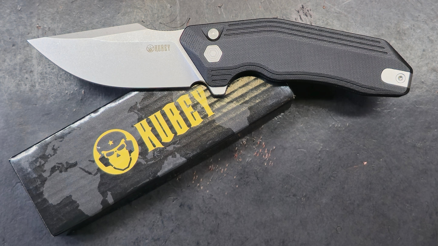 Kubey Basilisk Folding Knife Black G10 Handle 14C28N Tanto Point (NEW)