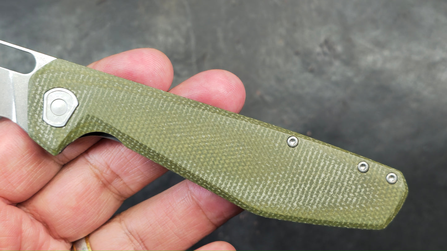 Gerber Slimsada Framelock Folding Knife Olive Micarta Handle D2