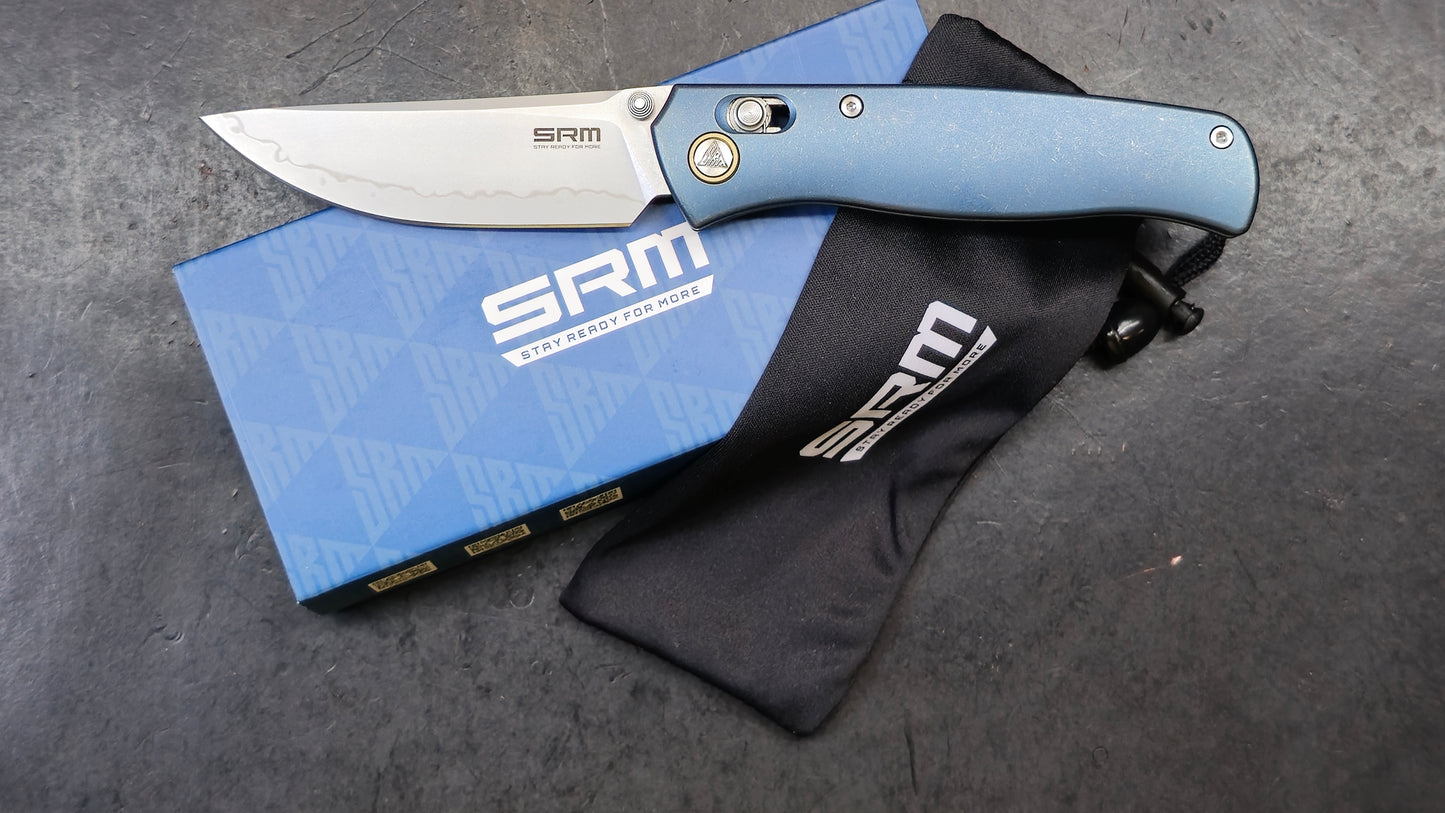 SRM MEDAL 255L-TE2 Laminated 140Cr Steel blade, TC4 Titanium handle, Mono chassis, Ambi clip (NEW)