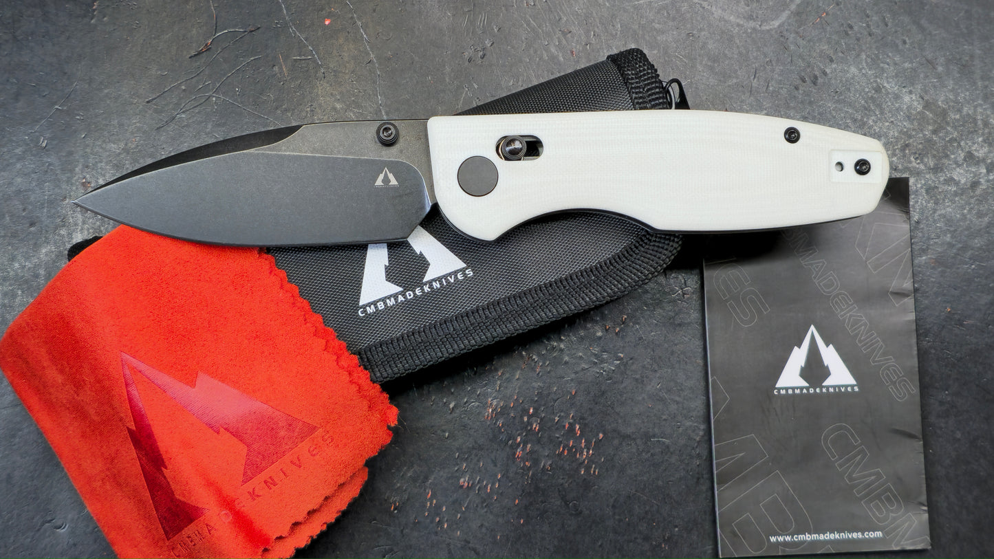 CMB Made Predator Folding Knife White G10 Handle 14C28N (USED)