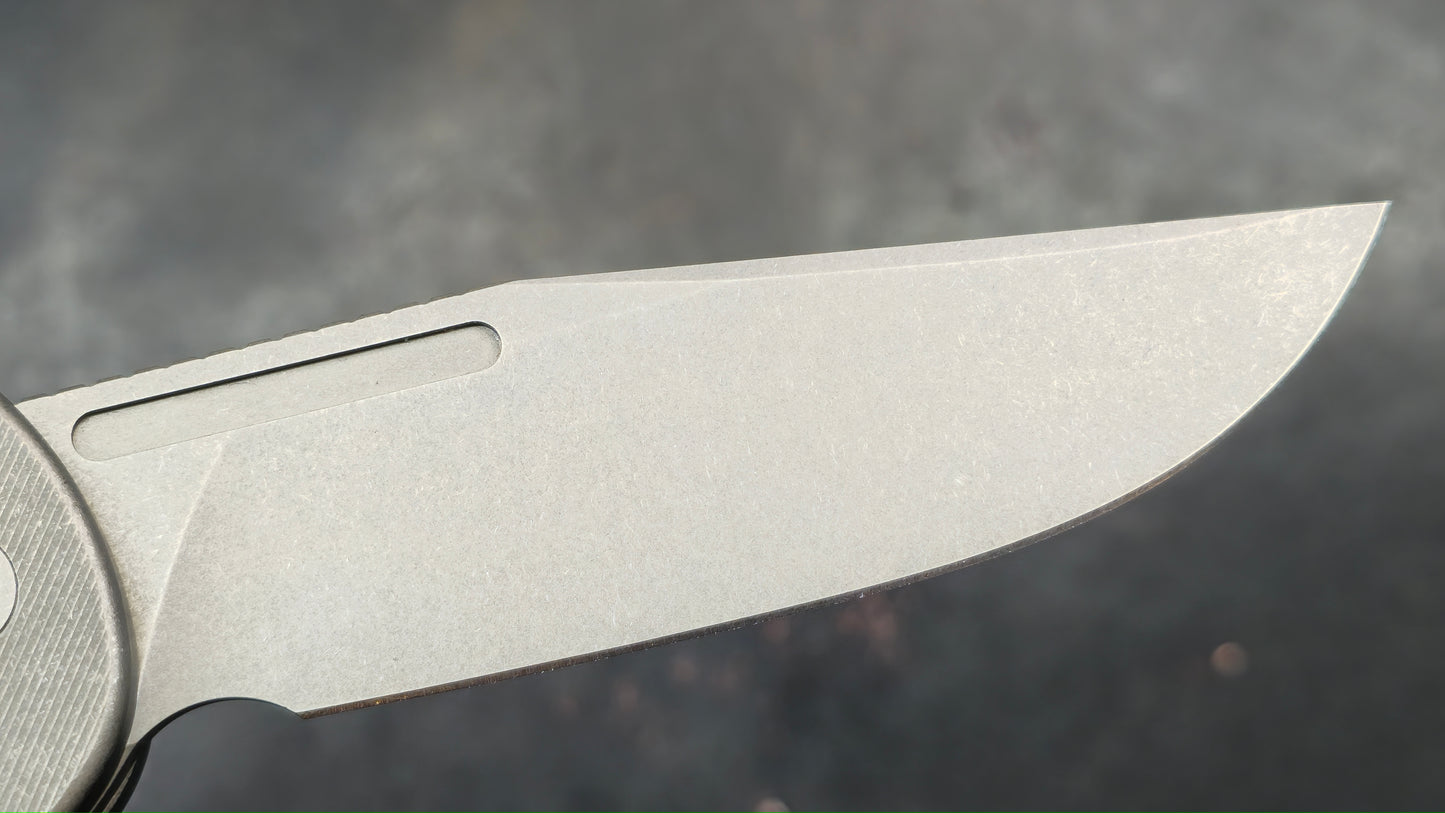 LTK REZULT Button Lock, Titanium Handle Green G10 Inlay 20CV (NEW)