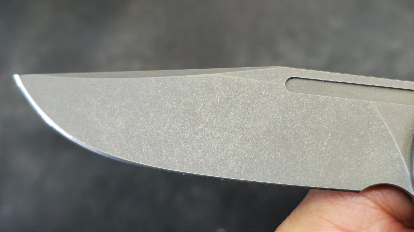 LTK REZULT Button Lock, Titanium Handle Green G10 Inlay 20CV (NEW)