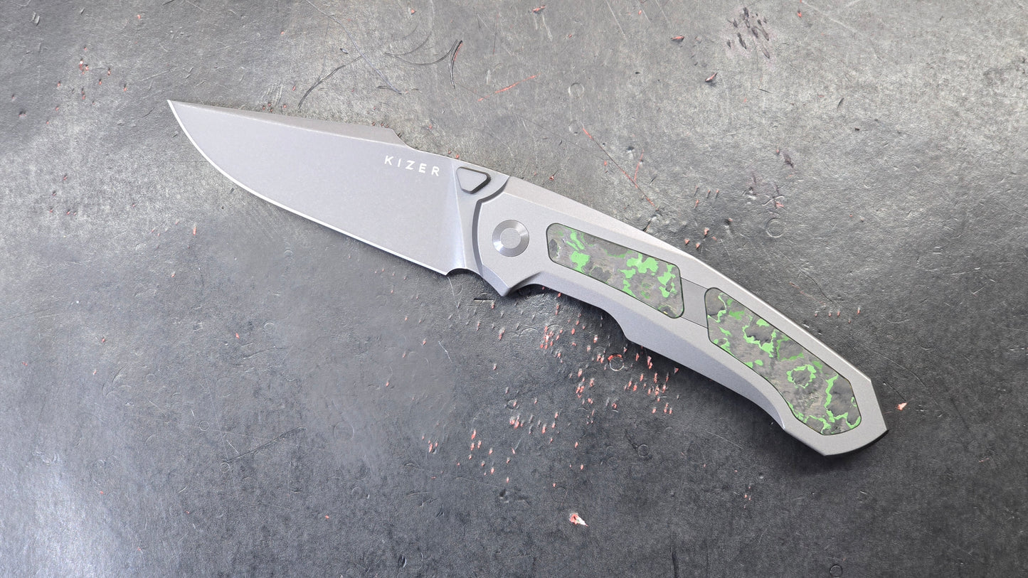 Kizer Feweed Toxic Storm Titanium/Fat Carbon Handle S90V (NEW)