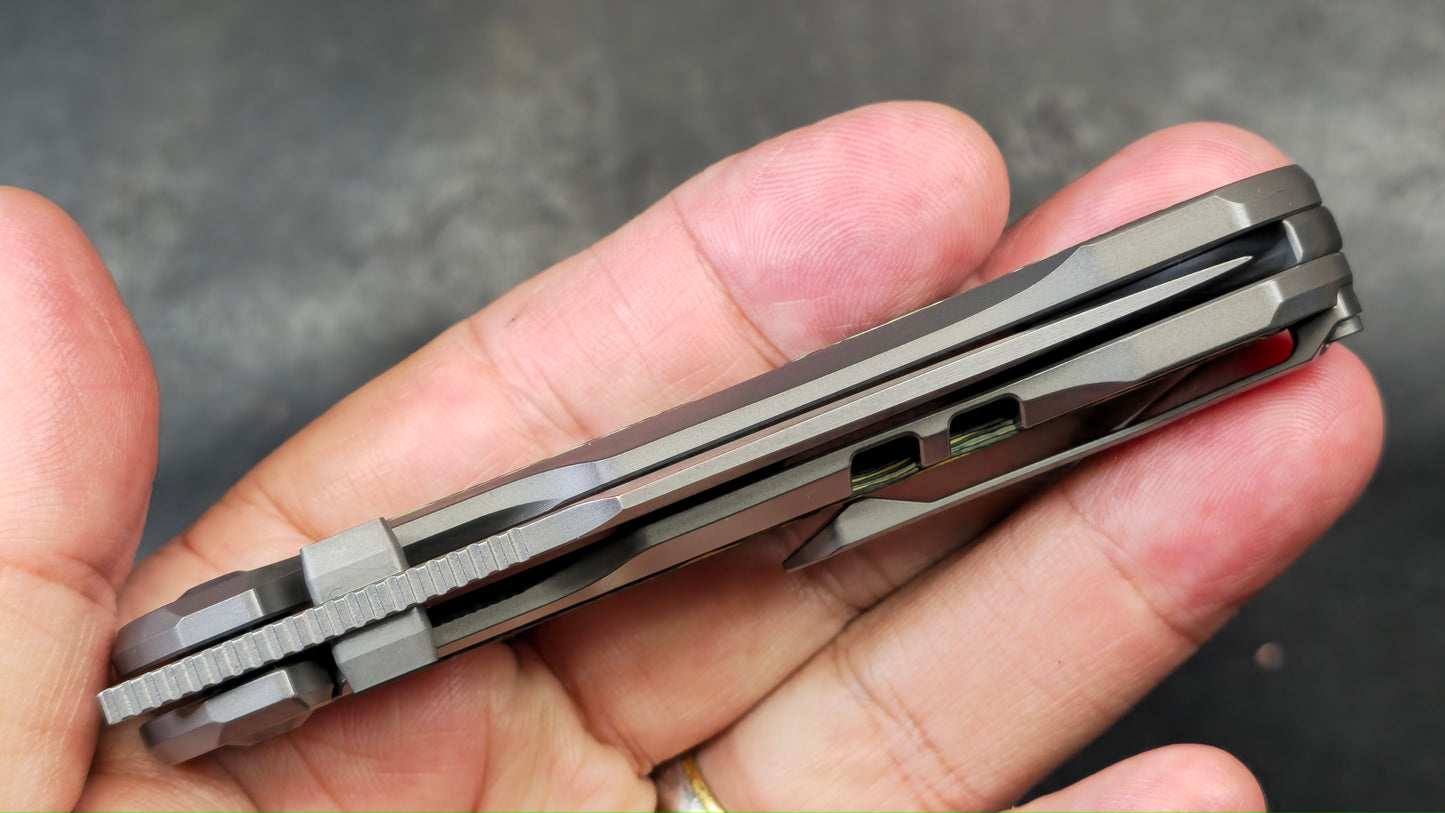 Kizer Feweed Toxic Storm Titanium/Fat Carbon Handle S90V (NEW)