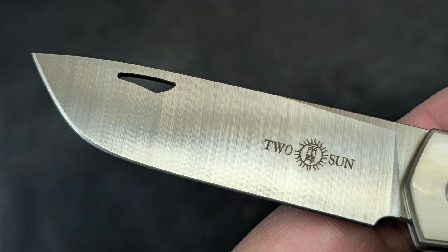 TWOSUN TS161 Slip Joint Titanium Bone M390 (NEW)