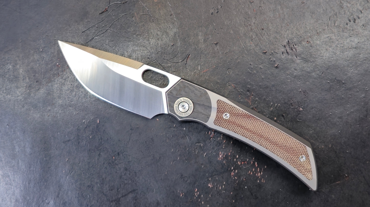 TWOSUN TS142 INTEGRAL Titanium Carbon Fiber Micarta M390 (USED)
