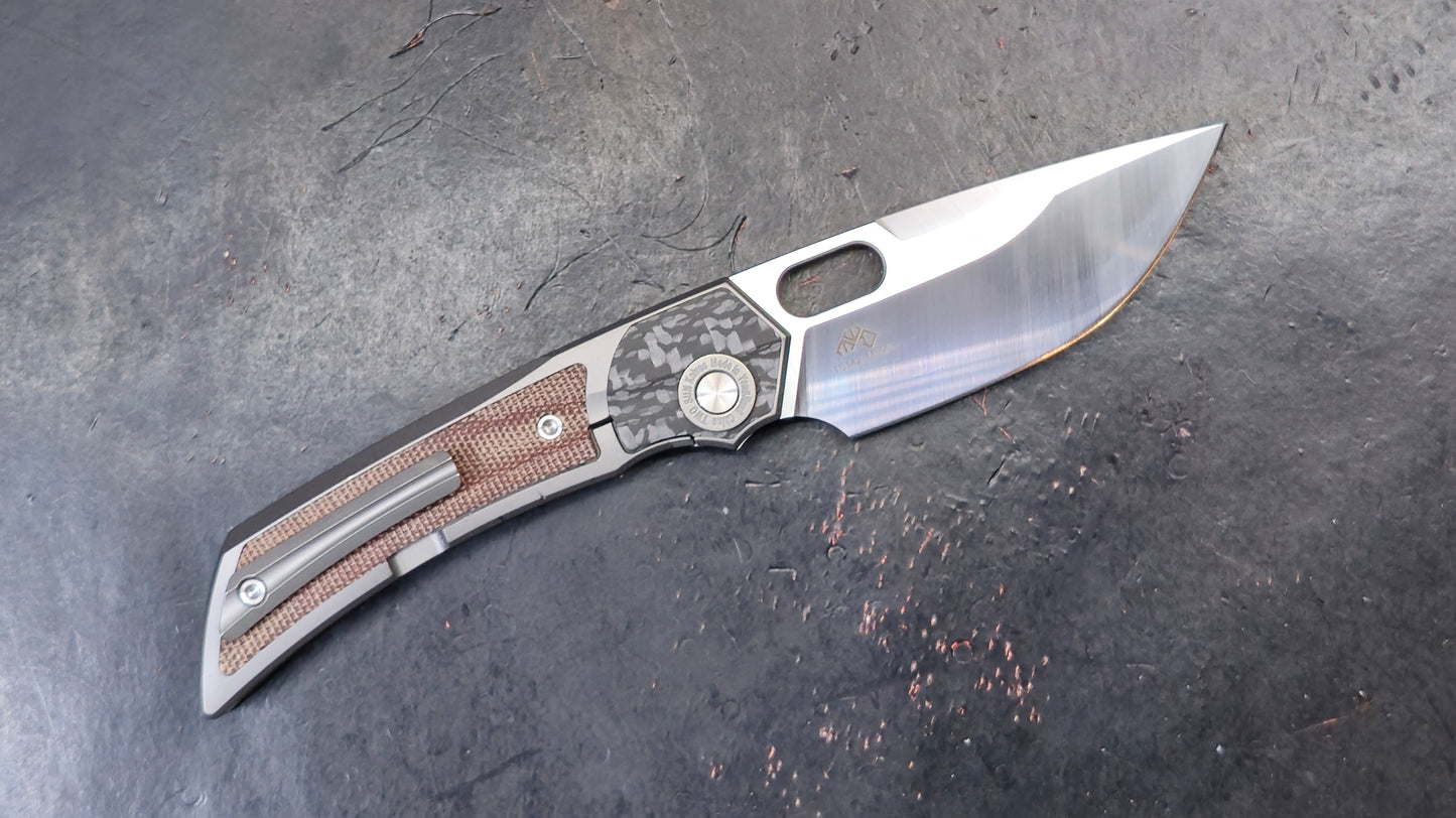 TWOSUN TS142 INTEGRAL Titanium Carbon Fiber Micarta M390 (USED)