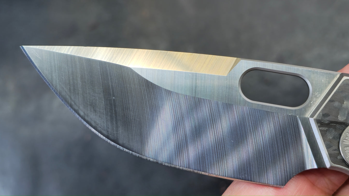TWOSUN TS142 INTEGRAL Titanium Carbon Fiber Micarta M390 (USED)