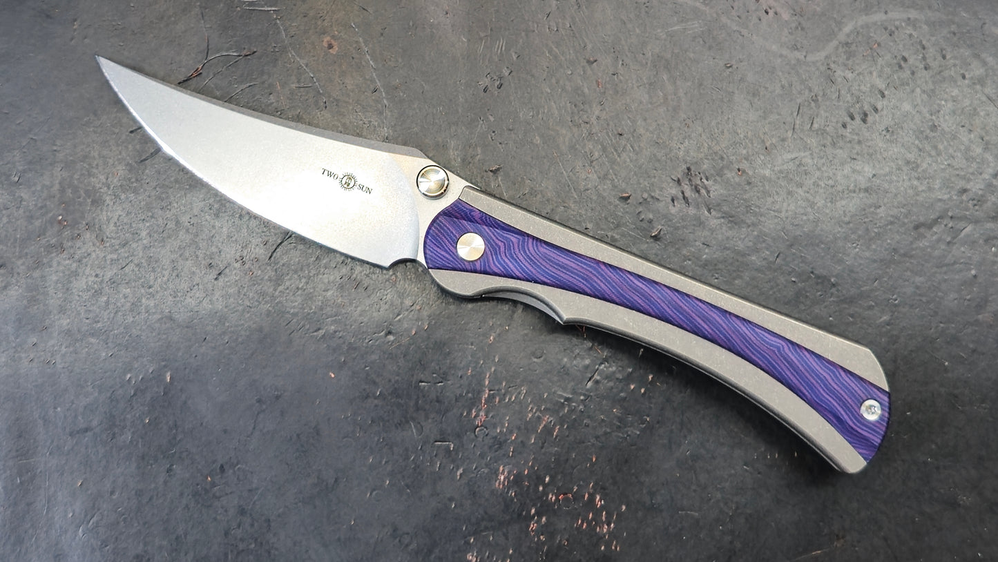 TWOSUN TS283 Titanium / G10 (DYED PURPLE) 14C28N (USED)