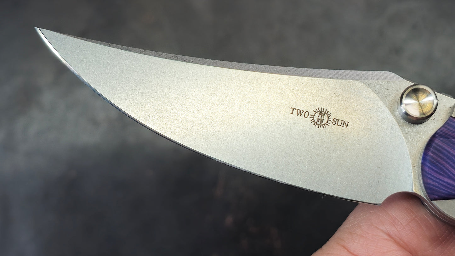 TWOSUN TS283 Titanium / G10 (DYED PURPLE) 14C28N (USED)