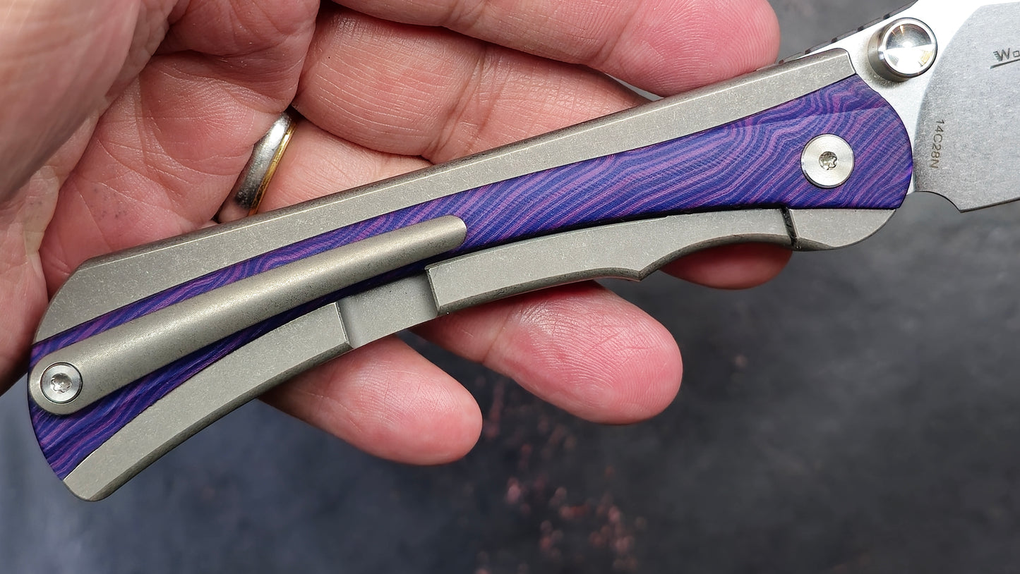 TWOSUN TS283 Titanium / G10 (DYED PURPLE) 14C28N (USED)