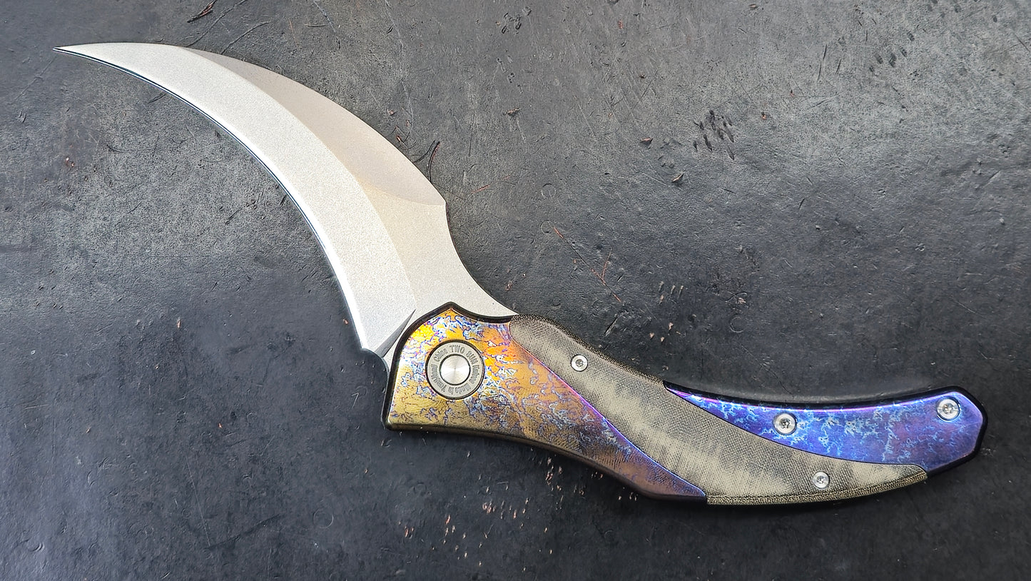 TWOSUN TS348 Micarta Titanium (Anodized Color) D2 (NEW)