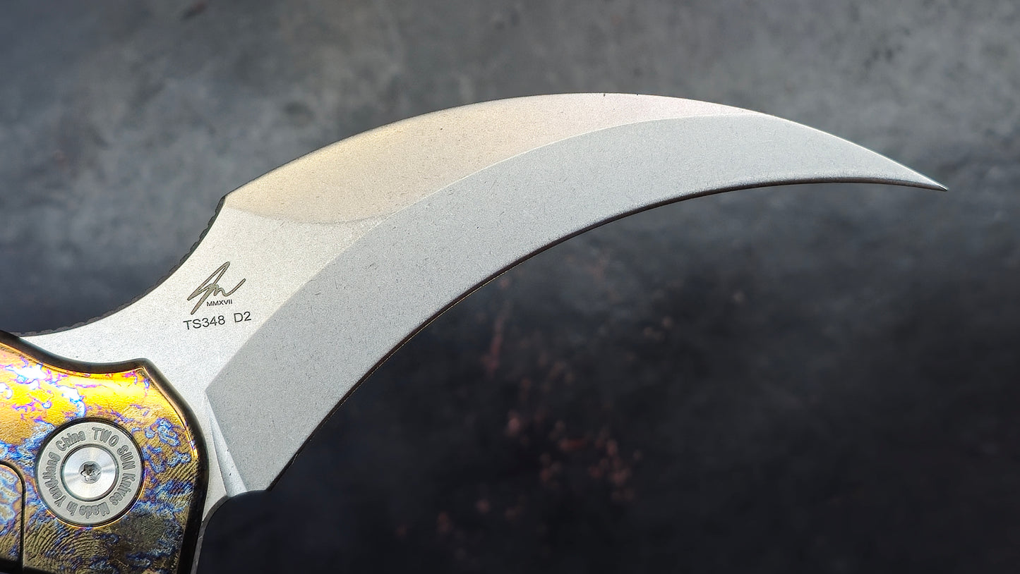 TWOSUN TS348 Micarta Titanium (Anodized Color) D2 (NEW)
