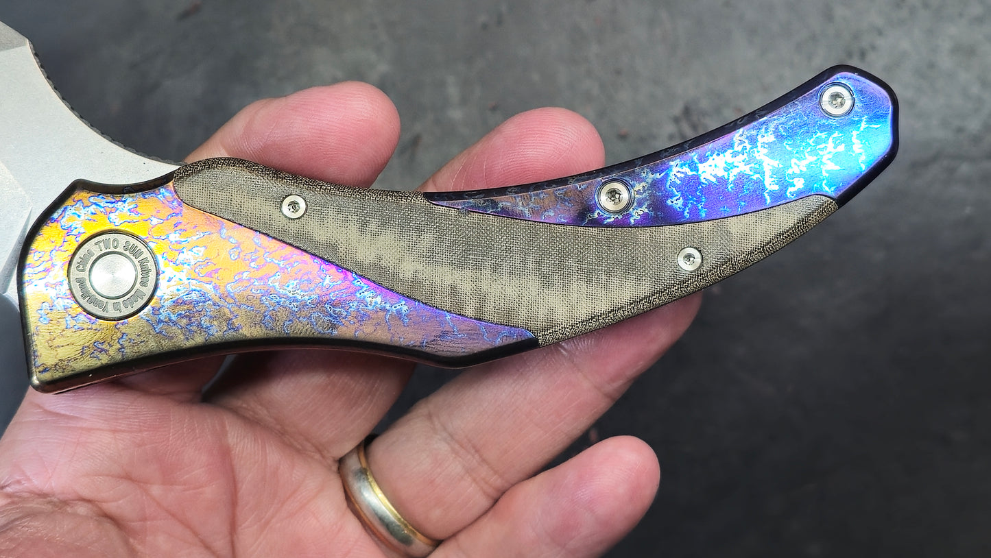TWOSUN TS348 Micarta Titanium (Anodized Color) D2 (NEW)