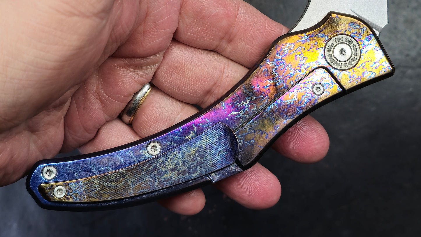 TWOSUN TS348 Micarta Titanium (Anodized Color) D2 (NEW)