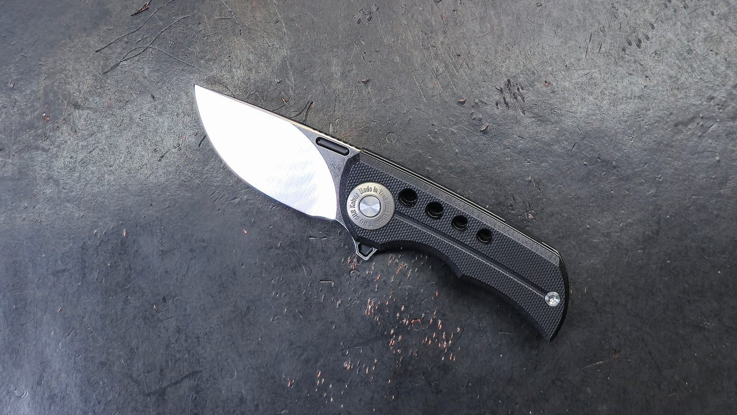 TwoSun TS345 Mini Folding Knife Black Micarta Handle D2 (NEW)