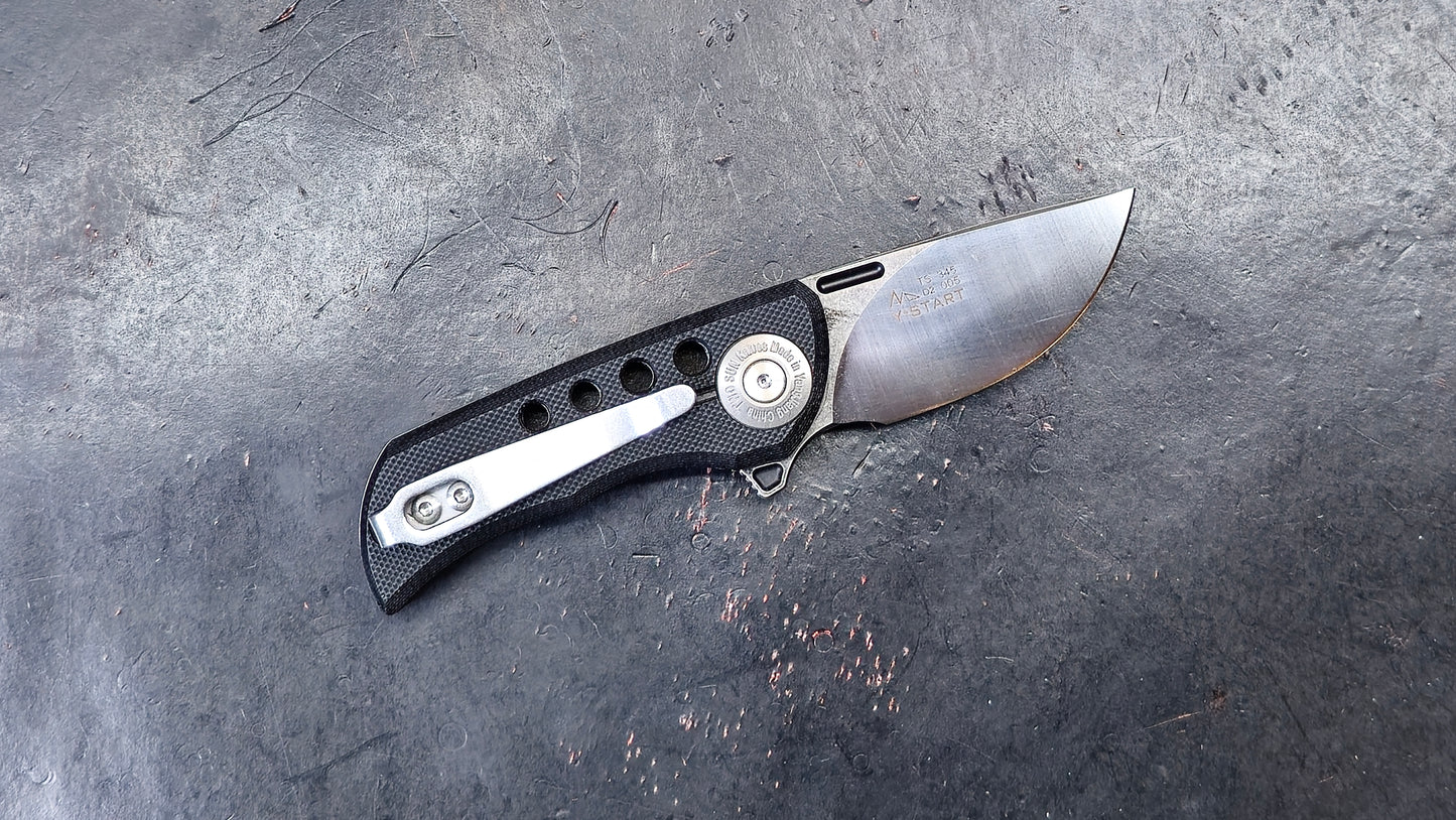 TwoSun TS345 Mini Folding Knife Black Micarta Handle D2 (NEW)