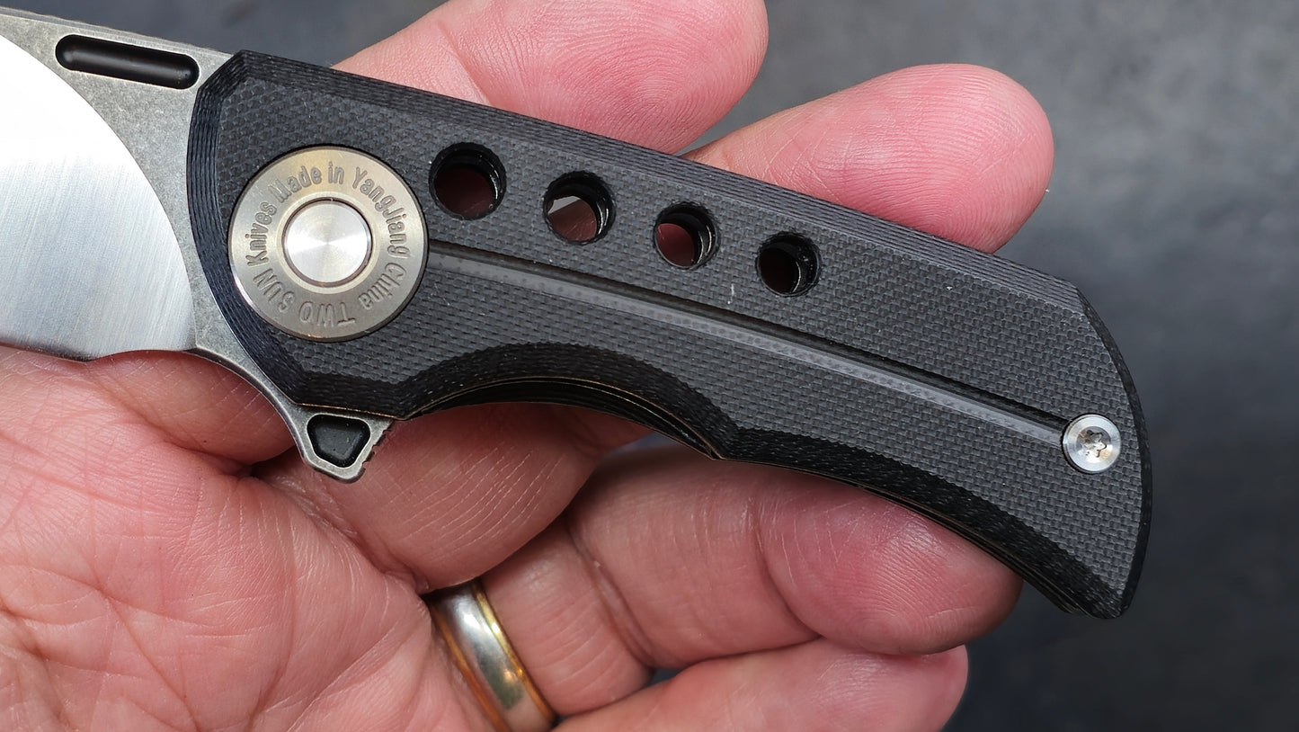 TwoSun TS345 Mini Folding Knife Black Micarta Handle D2 (NEW)