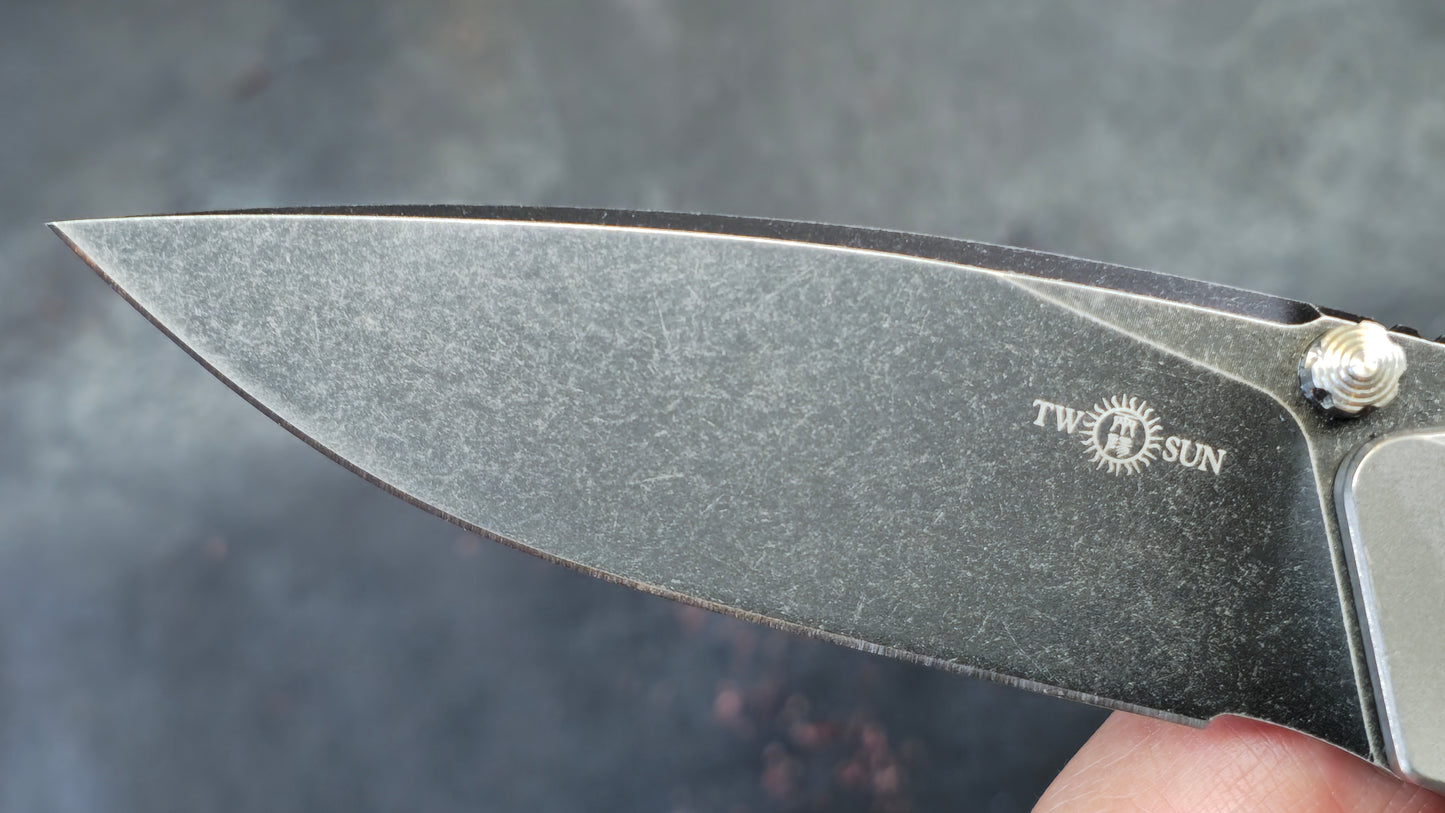 TWOSUN TS303 Button Lock Titanium / Carbon Fiber M390 (NEW)