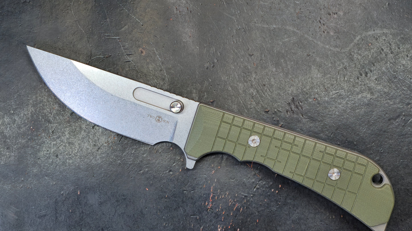TWOSUN TS464 Titanium/G10 Handle 14C28N (NEW)