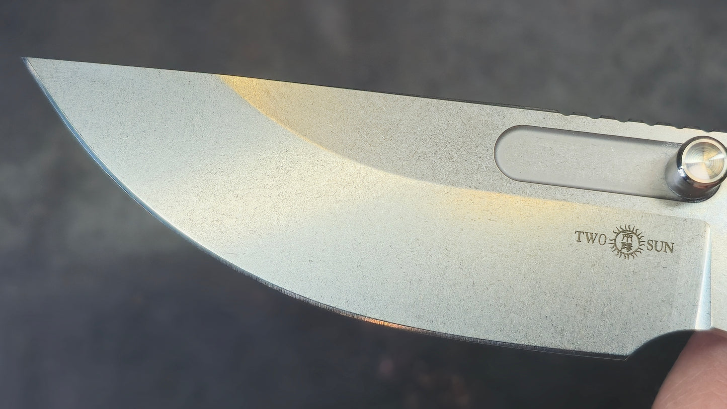 TWOSUN TS464 Titanium/G10 Handle 14C28N (NEW)