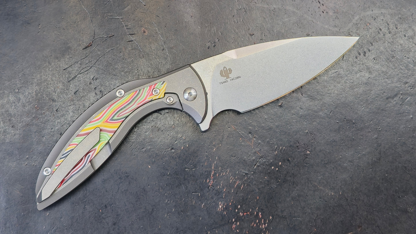 TWOSUN TS465 Titanium & Multi-Color G10 Handle 14C28N (NEW)