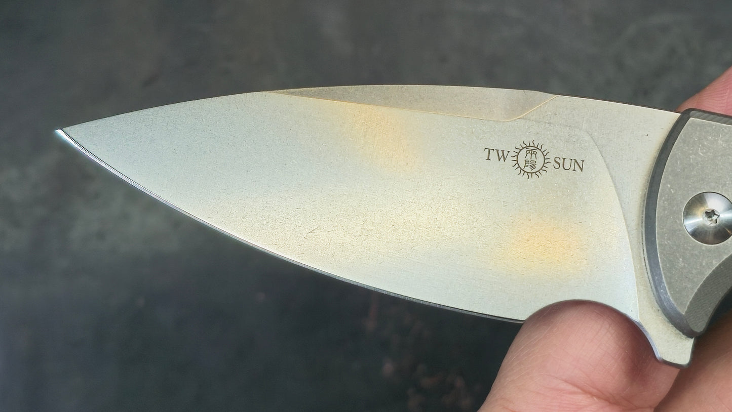 TWOSUN TS465 Titanium & Multi-Color G10 Handle 14C28N (NEW)