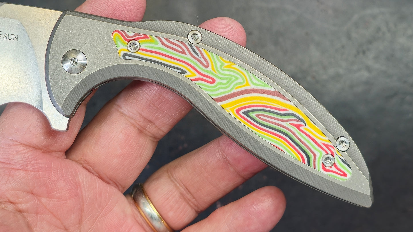 TWOSUN TS465 Titanium & Multi-Color G10 Handle 14C28N (NEW)