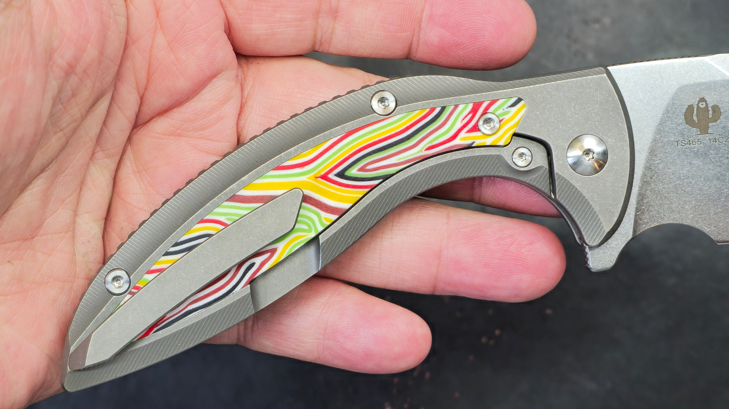 TWOSUN TS465 Titanium & Multi-Color G10 Handle 14C28N (NEW)